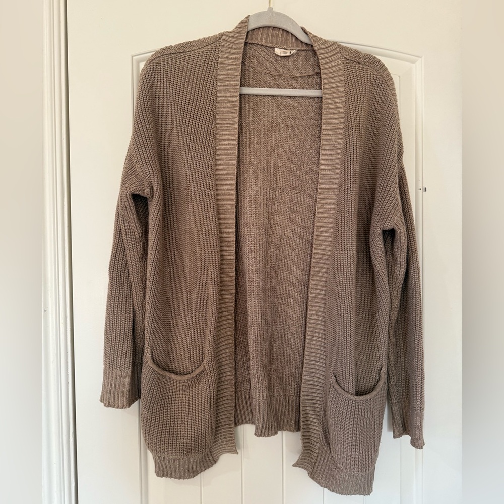 a.n.a Tan Open-Front Cardigan